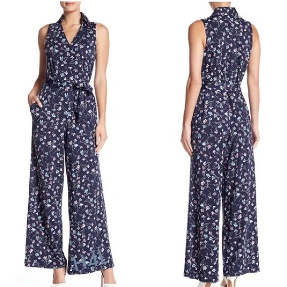 Nina Leonard Surplice Neckline Jumpsuit Size L - Picture 4 of 13